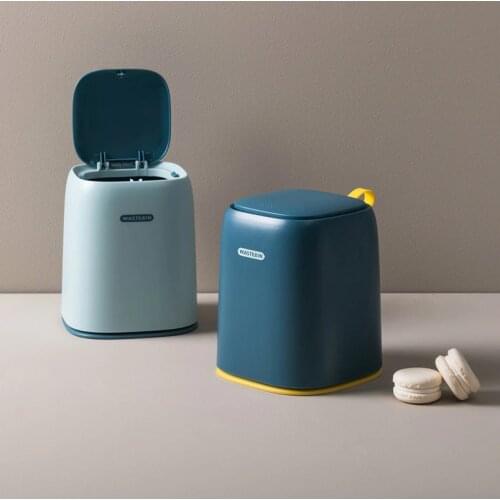 Mini Waste Bin Desktop Home Garbage Basket Table Trash Can Swing with Lid Creative Office Household Mini Trash Can Storage Bins