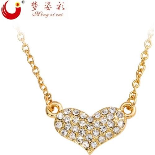 MZC Intian Jewelry Retro Exquisite Gold Link Heart Crystal Necklaces for Womens Pingente Bijoux Femme Prices In Euros Wholesale