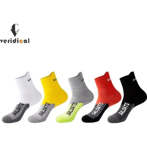 5 Pairs Man Short Athletic Sport Socks Compression Cotton Bright Color Thick Bike Running Football Outdoor Basketball Socks