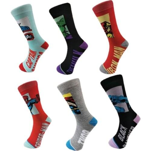 Marvel Avengers Anime socks Hero iron man Captain America Mens tube socks casual Novelty Funny Movie cosplay anime Party Socks