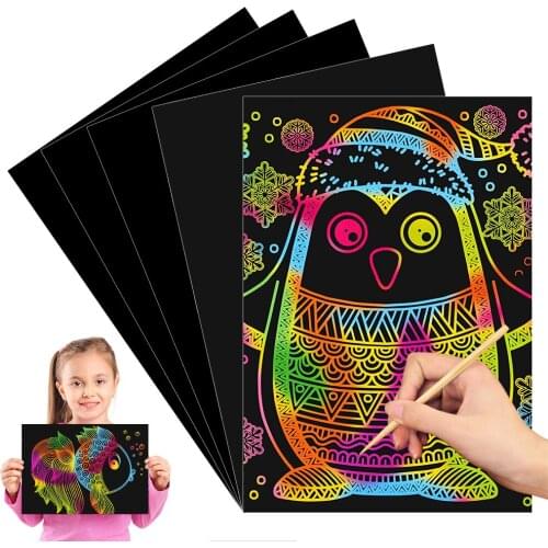 New 5-40 Pcs 10x7 inch Colorful Scraping Painting DIY Manual Rainbow Magic Scratch Paper Drawing Toys For Kids Learning Toys