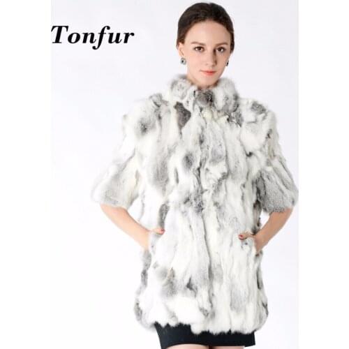 New Arrival Trend Season 100% Real Rabbit Fur Coat Short Sleeve Natural Fur Jacket Factory Wholesale Custom Fur Overcoat TBNT301