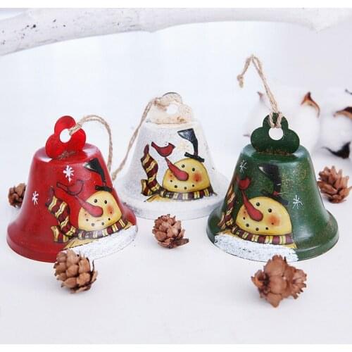 New Year Christmas Iron Bell Christmas Tree Decoration Pendant Accessories Hemp Rope Doll Old Man Snowman Bell Pendant Supplies