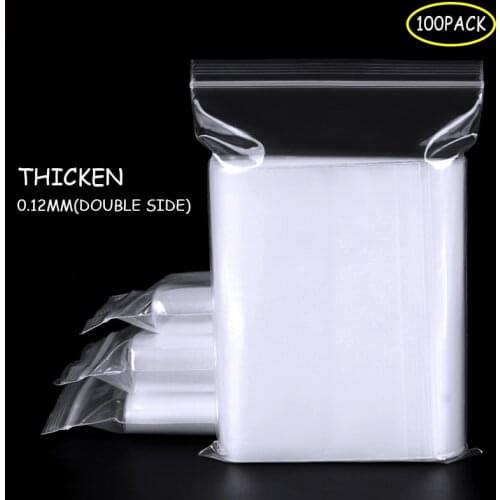 100pcs Zip Lock Plastic Storage Bag Transparent Self Sealing Small Grip Polythen Thick Ziplock Jewelry Resealable Custom Printed