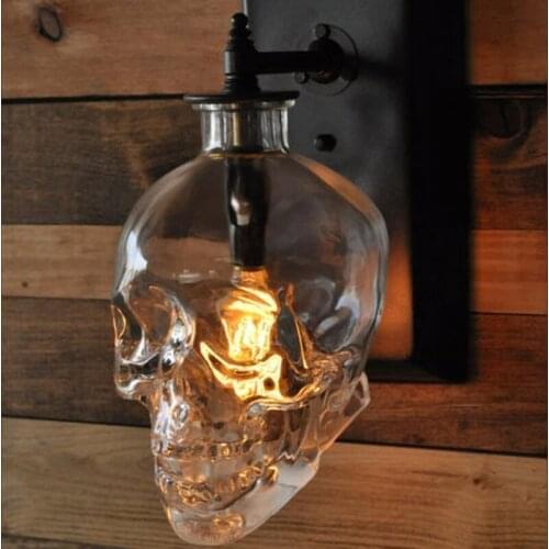 INDUSTRIAL VINTAGE WALL LAMP GLASS SKULL SHAPE FOR LIVING ROOM BEDROOM NORDIC HOME DECOR CREATIVE BEDSIDE WALL LIGHT FIXTURES