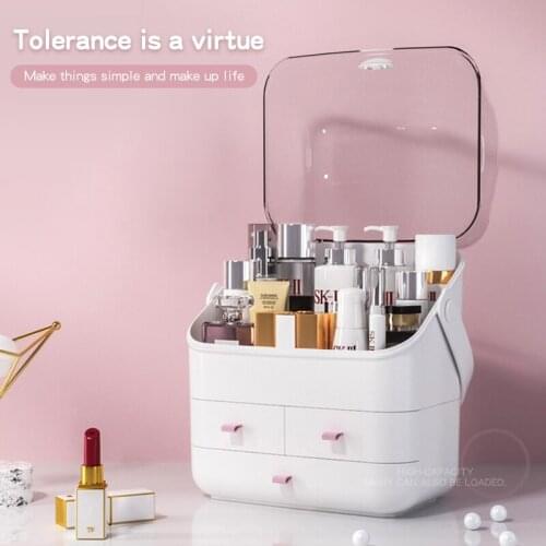 New Big Capacity Cosmetic Storage Box Transparent Double Layer Skin Care Storage Drawer Waterproof Bathroom Makeup Container Box