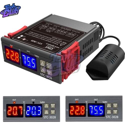 STC-3028 Digital Thermostat Hygrostat Temperature Humidity Controller AC 110V-220V DC12V Regulator Heating Cooling Control