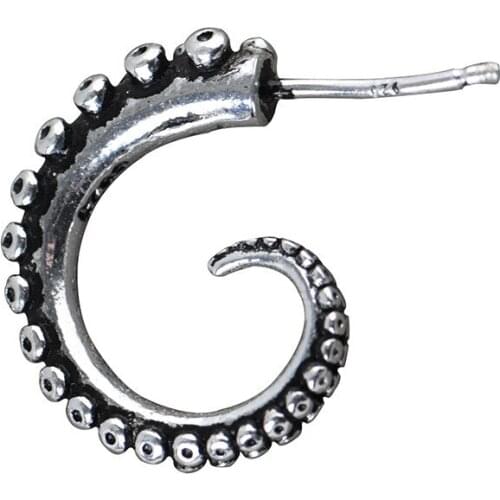 Retro Punk Earrings for Men Women Octopus Foot Earrings Hip Hop Earrings Gothic Circular Give Gifts Silver Plated Cool Earrings