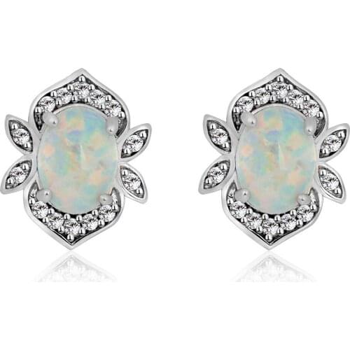 UFOORO earrings White Fire Opal Earrings for Women Jewelry Cute Earrings Christmas Gift girlfriend 2019