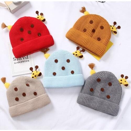 Newborn Baby Hat Autumn And Winter Warm Thicken Cartoon Hats 0-6-12 Months Boys Girls Clothes 42-45cm Baby Woolen Knitted Hat