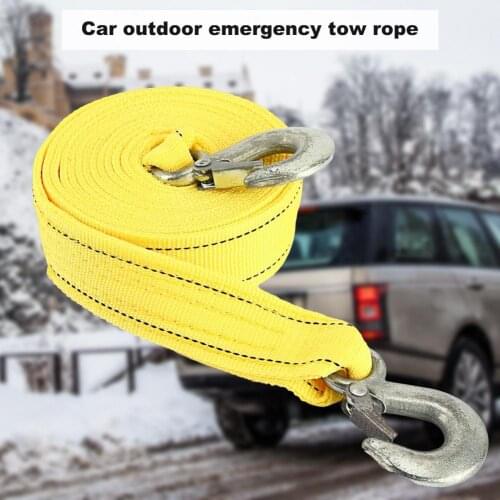 Universal Car Tow Strap with Hook Yellow High Strength Emergency Towing Rope for Outdoor трос буксировочный лебедка Towing Ropes
