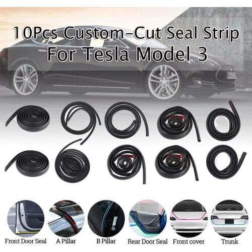 Front /Rear Door Truck AB Pillar Soundproof Rubber Weather Seal Strip Noise Reduction Door Seal For Tesla Model 3 10Pcs / set