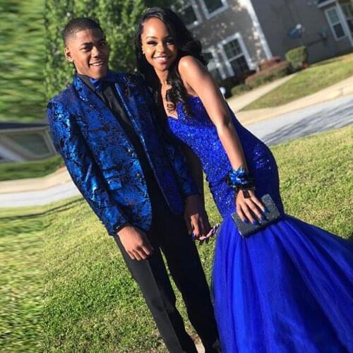 Vintage Royal Blue Mermaid Prom Dresses Sweetheart Appliques Bead Puffy Bottom Evening Gown Womens Banquet Occasion Dress