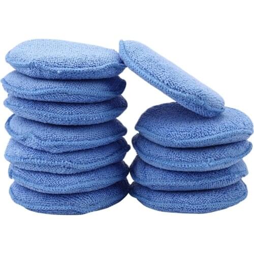 Microfiber Wax Applicator 12Pcs Car Cleaning Polish Wax Foam Sponge Polishing Sponge, Blue