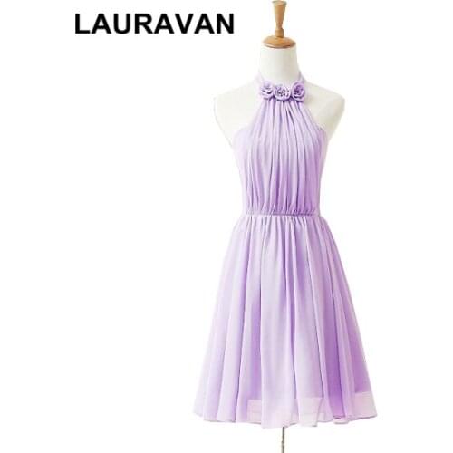 Women summer size 2 dress short sexy lavender club formal light purple halter neck bridesmaid dresses robe de soiree 2020