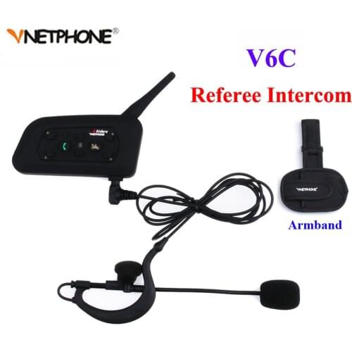 1PCS V6C Wireless Bluetooth Earphone Sccoer Referee Intercom Headset Full Duplex Interphone Two-way Football Coach Intercom