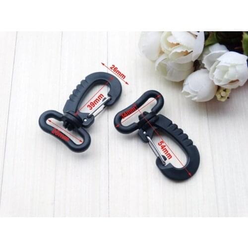 10pcs/lot 1" Webbing Plastic Swivel Snap Hook For Keychain Backpack Buckle Belt Strap Black