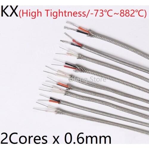 100 Meters KX Compensation Wire 2Cores x 0.6mm OD Stainless Steel Shield Thermocouple Cable
