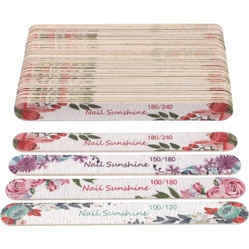 100pcs Wooden Nail file Colorful Wood Nail Buffer Block 100/180/240 Washable Straight Nail Files For Manicure Nails Accessories