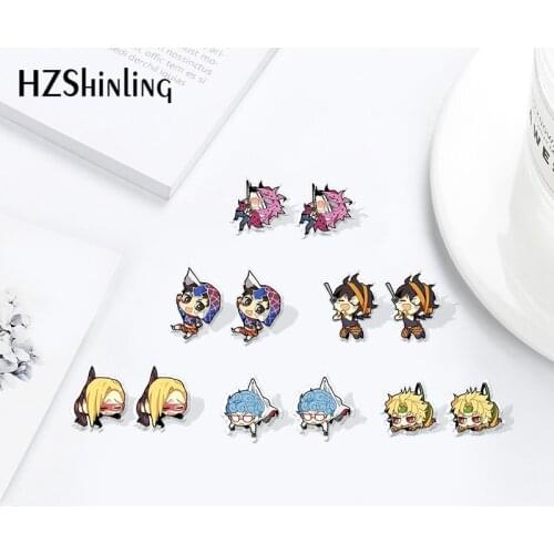 2021 Cartoon Anime jojo Heat Stud Earrings Acrylic Resin Epoxy Jewelry