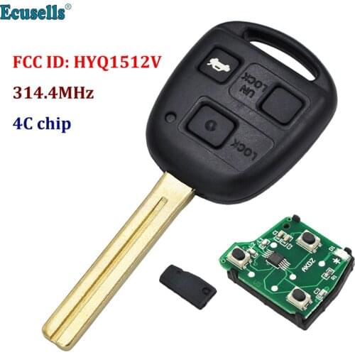 3 Buttons Remote Key Fob 314.4MHz 4C Chip for Lexus ES300 GS300 IS300 GS400 LS400 GS430 with Long Blade FCC:HYQ1512V