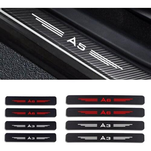 4PCS Carbon Fiber Vinyl For Audi A4 B5 B6 B7 B8 B9 A3 8P 8V 8L A5 A6 C6 C5 C7 A1 A7 A8 Q2 Q3 Q5 Q7 Car Door Sills Guard Stickers