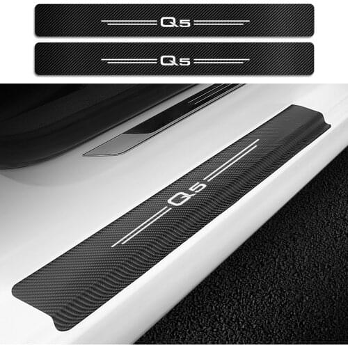 4PCS/Set Car Door Sill Protective Sticker For Audi Q5 Auto Door Threshold Protector Anti-Scratch Cover Carbon Fiber Accessories