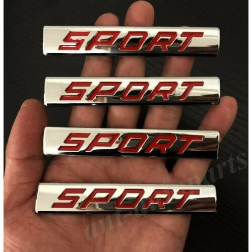 4pcs Metal Chrome Red Sport Car Trunk Fender Side Emblem Badge Decal Sticker
