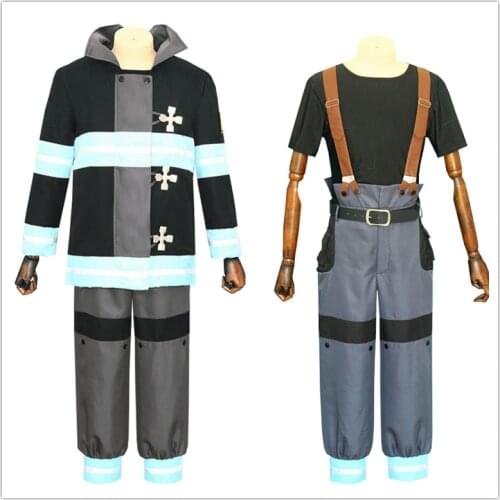 2019 Anime Enn No Shouboutai Fire Force Uniform Shinra Costume Tamaki Maki Firefighter Halloween Outfit Hat Cosplay Costumes