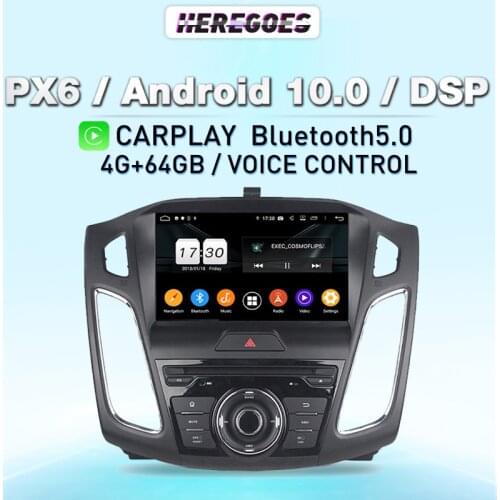 Carplay 9" PX6 DSP 8Core Android 10.0 Car DVD Player Navigation GPS 4GB+128GB 4G LTE Wifi Radio For Ford Focus 3 mk3 2015-2018