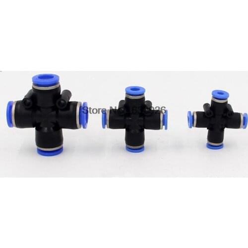 Free Shipping 10Pcs PZA4 4mm PZA Union Cross Pneumatic Parts Push in Fittings