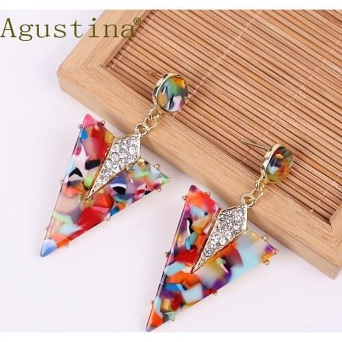 Bohemian Acrylic Earrings for Women Multicolor Fashion Dangle Earrings Trendy Rhinestone Earings Statement Wedding Jewelry Gift