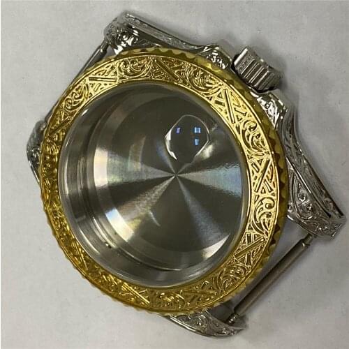 40MM Stainless Steel Watch Case Replacement Engraved Case for ETA2836 Miyota 8215 821A Automatic Mechanical Movement