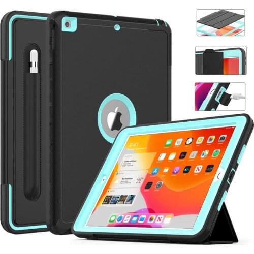 DUNNO Heavy Duty 2019 2020 iPad 10.2 7th 8th Gen Case With Pencil Holder For iPad 9.7 2017/2018 5th 6th Generation Cover Air 2