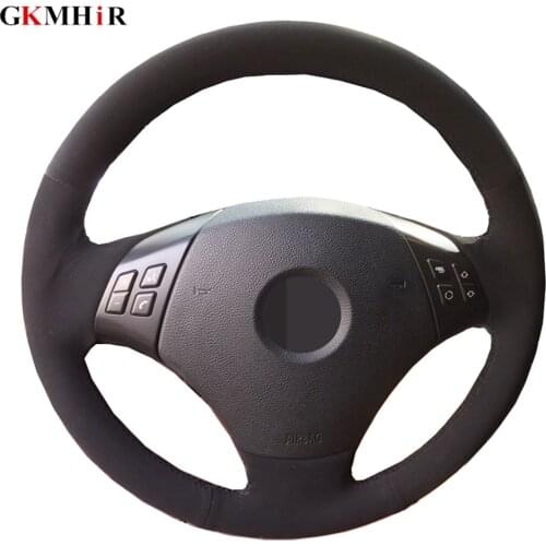 Black Car Steering Wheel Cover Wrap Suede Leather For BMW E90 E91(Touring) 2005-2011 320d 325i 335i X1 E84