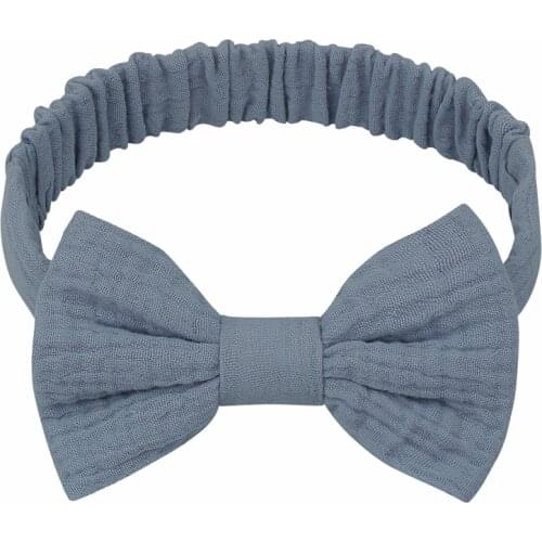 Child Girls Elastic Bow Headband Solid Color Bowknot Hair Band Headwear Turban