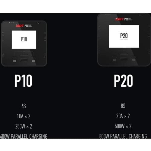 ISDT P10 P20 250WX2 500WX2 DC Dual Channel Smart Charger Discharger for LiIon Lipo LiHV RC Battery With Parallel Charing Cable