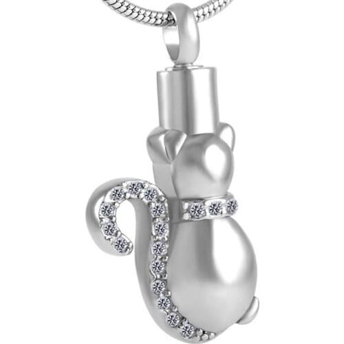 Sophisticated technology Pet Cat shape Ashes Keepsake Container Pendant Women Crystal Cat Memorial Cremation Locket