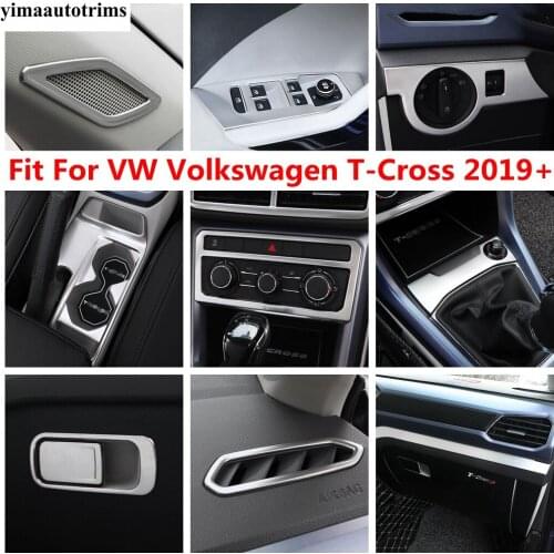 Dashboard AC Air Glove Box Sequin Gear Shift Cover Trim Stainless Steel Accessories For VW Volkswagen T-Cross T Cross 2019- 2021