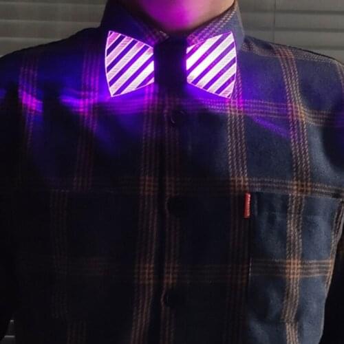 Creative Colorful LED Luminous Acrylic Bow Tie Color Change Flashing Tie Halloween Cosplay Costume Props