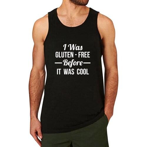 Lyprerazy Mens I Was Gluten Free Before It Was Cool Black Gym Fitness Bodybuilding Workout Summer Funny Tank Top