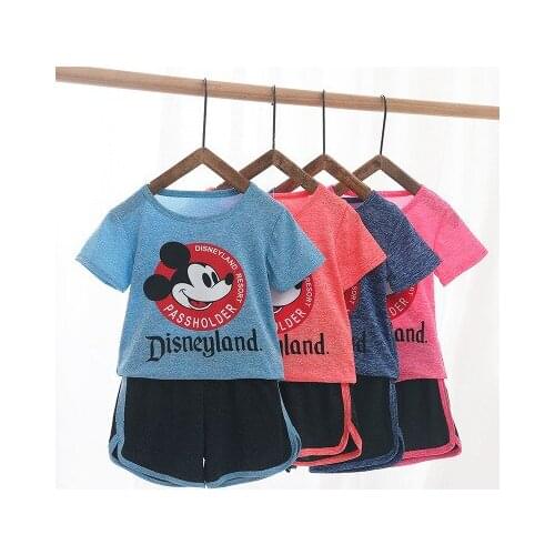 Disney mickey mouse round girl T-shirt Childrens short sleeve summer boy cartoon baby round short sleeve shorts