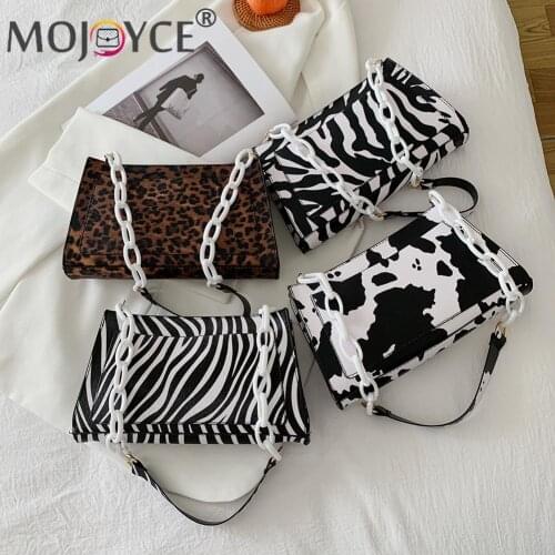 Fashion Women Animal Print PU Leather Shoulder Underarm Bag Casual Chain Purse Casual Girls Small Shoulder Bags 2021
