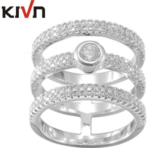Fashion Jewelry Pave CZ Cubic Zirconia Bridal Wedding Engagement Rings for Women Promotion Birthday Christmas Mothers Day Gifts