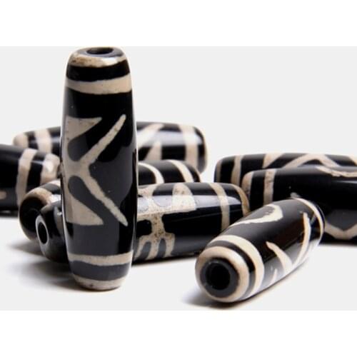 Natural Black Tibetan Dzi Eyes agates Stone beads Oval Round shape Drum loose beads for jewelry making bracelet Religion faith