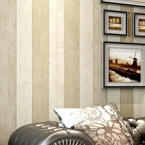 Non Woven Wood Pattern Wallpaper Retro Wall Sticker Background Wall Decoration