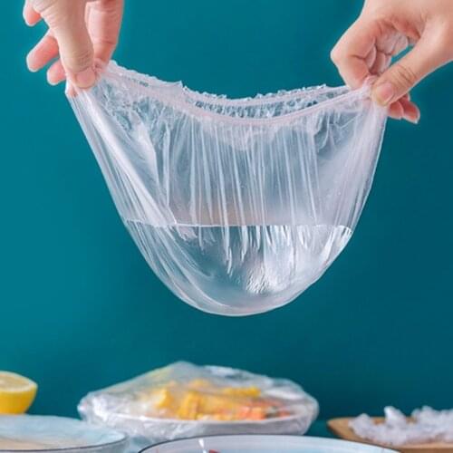 New 100pcs Plastic Bags Food Cover Elastic Stretch Adjustable Bowl Lids Universal Kitchen Wrap Seal Fresh Keeping Caps 50LB