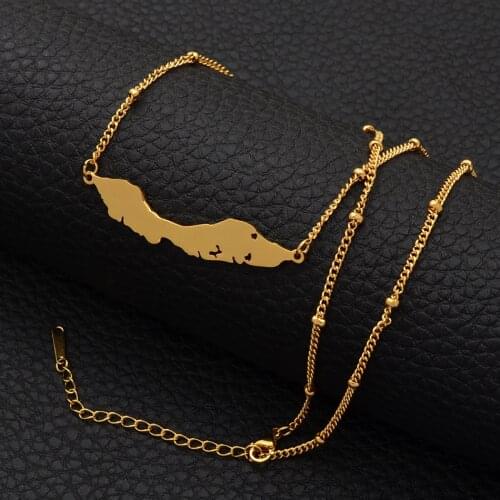 Anniyo 5cm Big Size Curacao Ball Chain Necklaces Curacao Map Pendant Stainless Steel,Two Color Jewelry Map Gift #113121