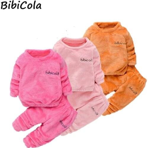 Baby Boy Girl Pajamas Set Flannel Fleece Toddler Kids Child Warm Catoon dinosaur Sleepwear Clothes Winter Fall Spring