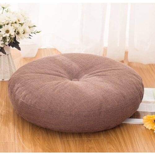 Pure Color Thick Linen Seat Cushion Japanese Style Tea Meditation Mat Balcony Bay Window Sofa Tatami Pad Soft Breathable Cushion